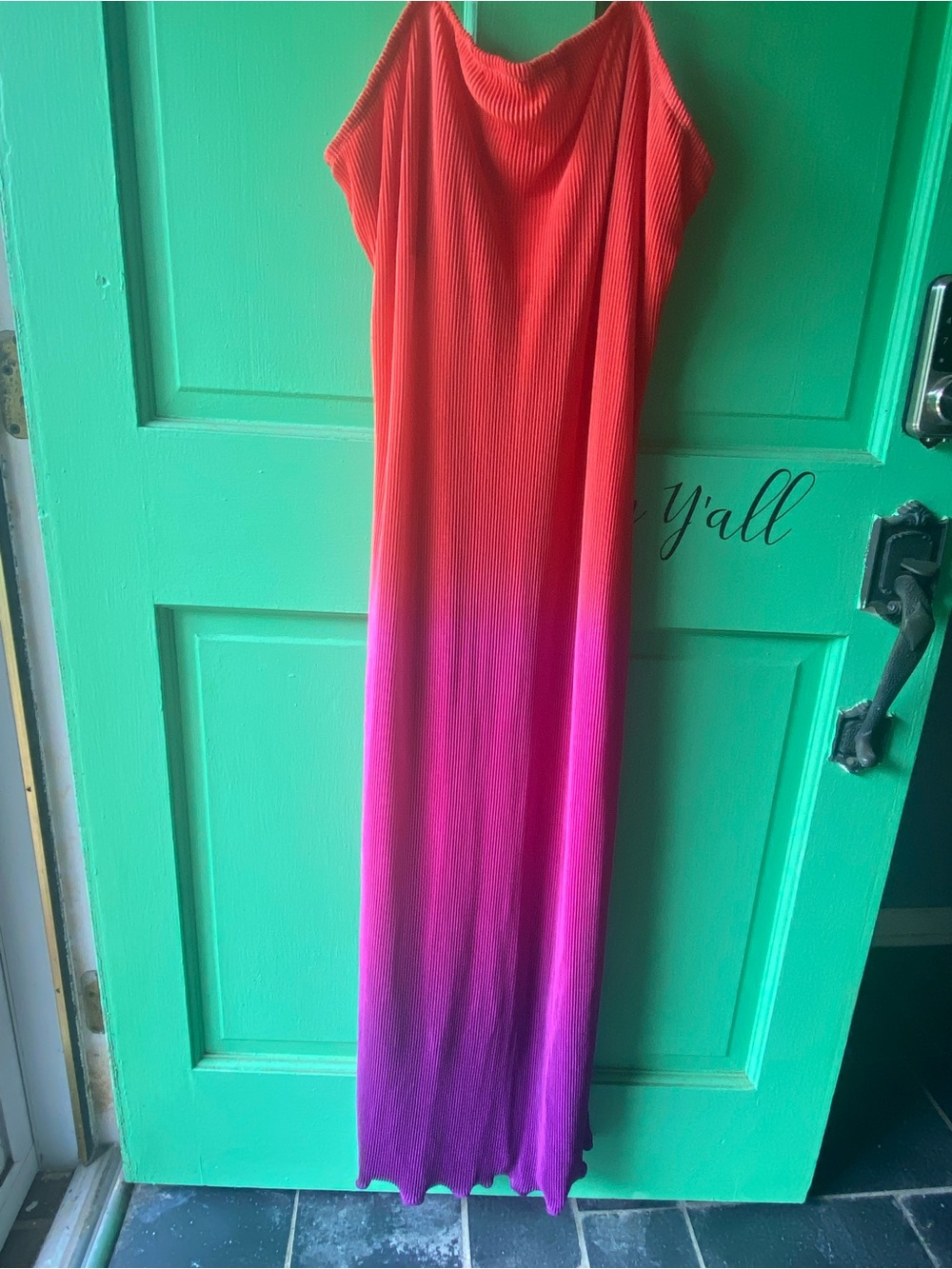 No Boundaries Red to Pink Ombre Maxi Slip Dress - Picture 4 of 10